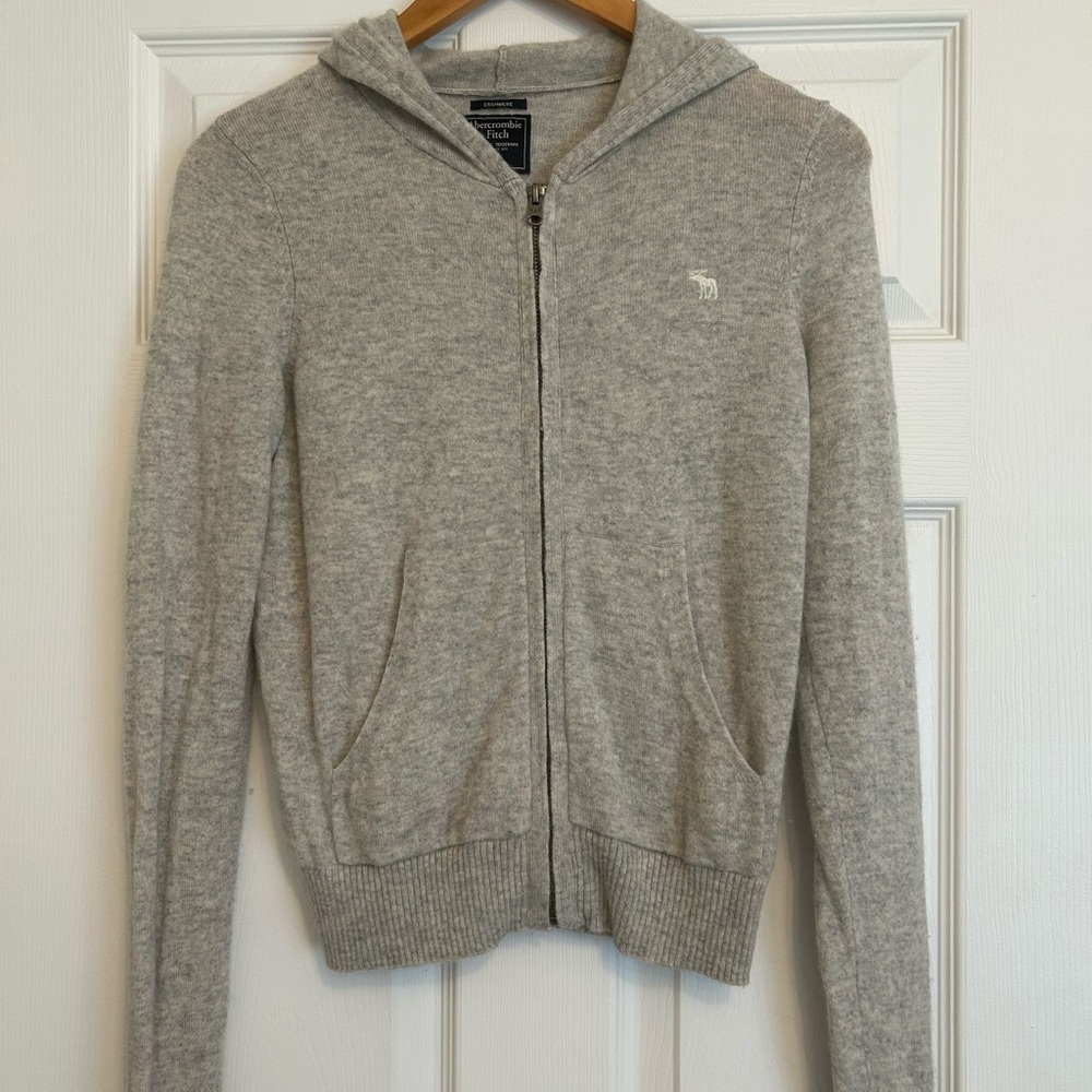 Abercrombie Gray Zip-Up cashmere Hoodie Sweater